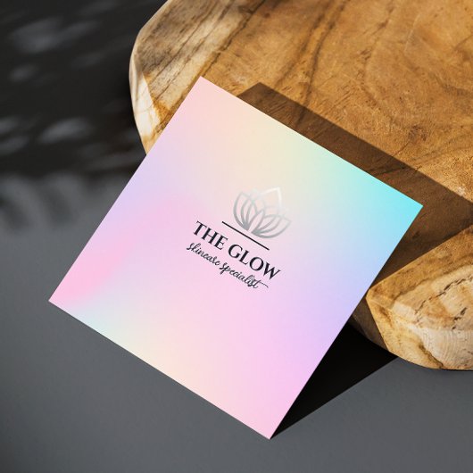 Esthetisch roze holografische iriserende QR-code Vierkante Visitekaartje