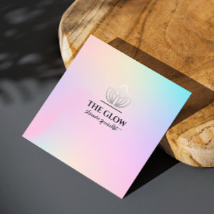 Esthetisch roze holografische iriserende QR-code Vierkante Visitekaartje