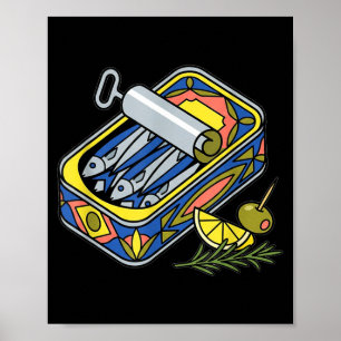 Esthetisch Sardineblik Euro Zomer Tapas Foodie Poster