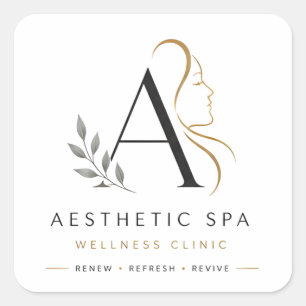 Esthetisch Spa Botanisch Monogram Logo Vierkante Sticker