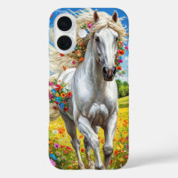 Esthetisch Witte Paard in Bloemwei