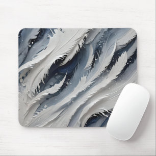 Esthetisch Witte Veerachtige En Blauwe Muismat