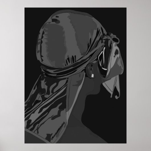 Esthetisch Zwart man met durag zwart en wit kunst Poster (Voorkant)