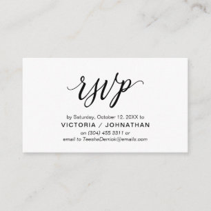 Esthetisch zwart script, bruiloft RSVP reageren Informatiekaartje