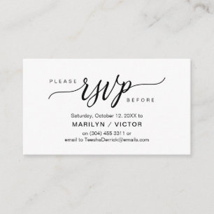 Esthetisch zwart script, partij RSVP reageren Informatiekaartje