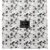 Esthetisch zwart-wit bloemen douchegordijn (Voorkant)