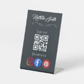 Esthetisch Zwart Wit Grijs Grijs QR Code Reclamebord Met Voetstuk (Voorkant)