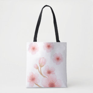 Esthetische aquarel roze kersenbloesem schoudertas draagtas