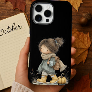 Esthetische Black Cozy Boho Autumn Little Girl Hoe iPhone 16 Pro Max Hoesje