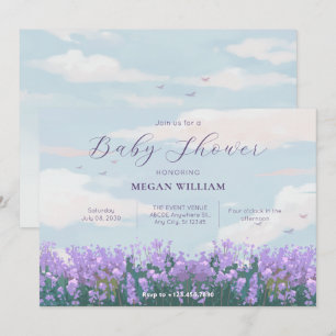 Esthetische blauwe lucht bloem lente babyshower kaart