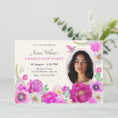 Esthetische bloemen foto afstuderen kaart (Staand voorkant)