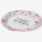 Esthetische bloemen Pasen Brunch Retro Typografie Papieren Bordje (Gekanteld)