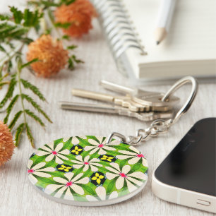 Esthetische bloemen patroon sleutelhanger