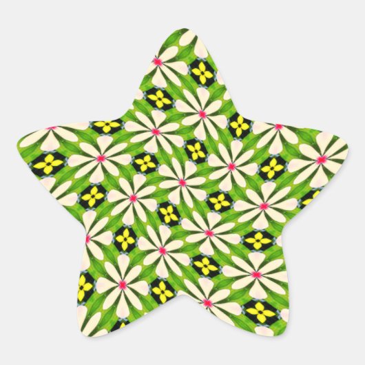 Esthetische bloemen patroon ster sticker (Voorkant)