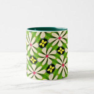 Esthetische bloemen patroon tweekleurige koffiemok