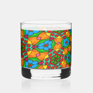 Esthetische bloemen patroon whisky glas