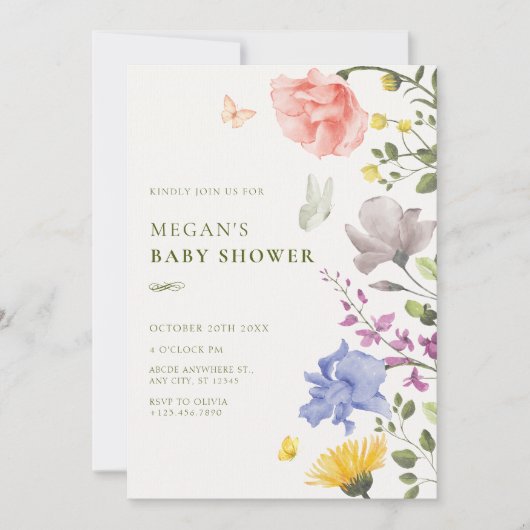 Esthetische bloementuin baby shower kaart (Voorkant)