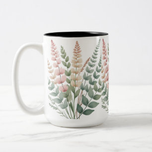 Esthetische Botanische Varens Bloemmotief Koffie M Tweekleurige Koffiemok