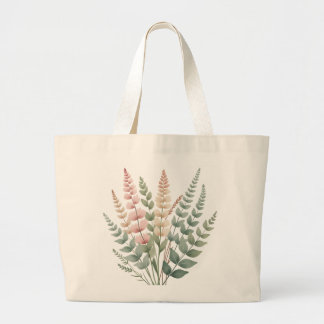 Esthetische botanische varens bloempatroon boodsch grote tote bag