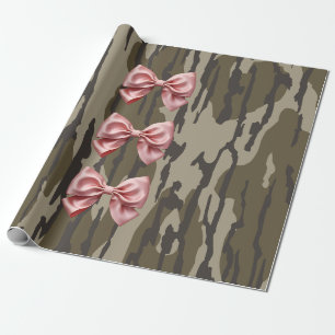 Esthetische Bottomland Camo Baby Roze linten & str Cadeaupapier
