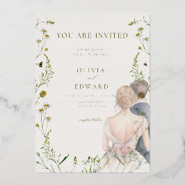 Esthetische bruiloft uitnodigingskaart folie uitnodiging