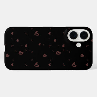 Esthetische bruine harten patroon telefoonhoes iPhone 16 hoesje