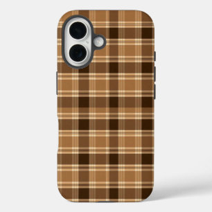Esthetische bruine ruit tartanpatroon iPhone-hoesj iPhone 16 Hoesje