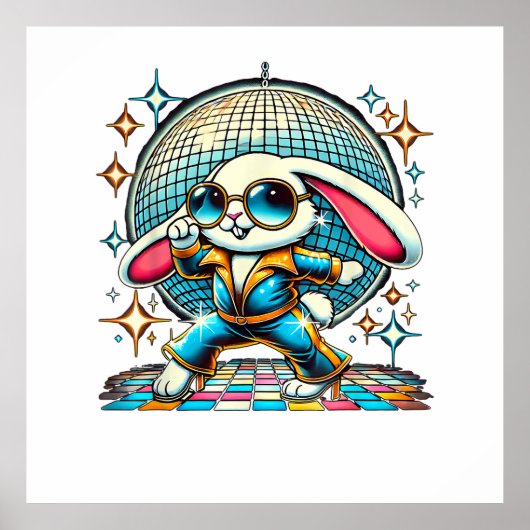 Esthetische Bunny Disco Poster (Voorkant)