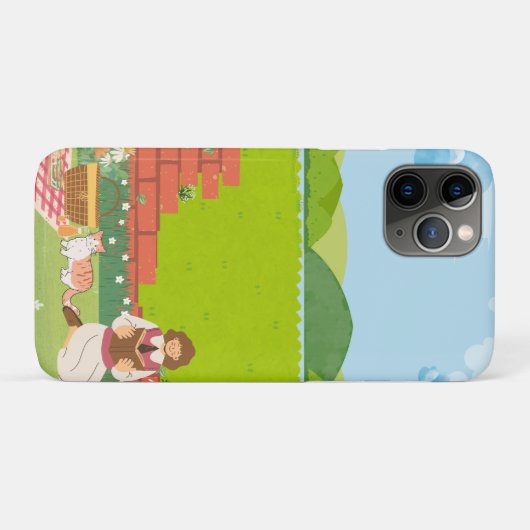 Esthetische Cat Picnic Schattige Modern Case-Mate iPhone Case (Achterkant (horizontaal))