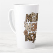Esthetische Chic Mama Typografie Leopard Print Latte Mok (Linkerhoek)