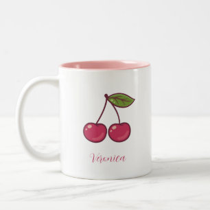Esthetische Coquette Roze Kersen Elegante Waterver Tweekleurige Koffiemok
