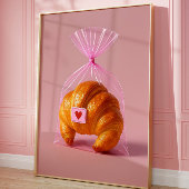 Esthetische croissant muurprint, Cute bakkerij kun Poster