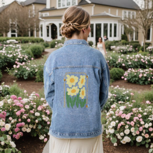 Esthetische Daisy Kindness Wildflower Spring Bees Denim Jacket
