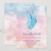 Esthetische dromerige vlinder bruiloft save the date (Voorkant / Achterkant)