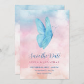 Esthetische dromerige vlinderbruiloft save the date (Voorkant / Achterkant)