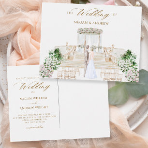 Esthetische elegante bruiloft waterverf briefkaart