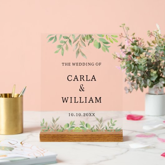 Esthetische Elegante Douanetekst Bruiloft Zaken Acryl Bord (Huwelijk)