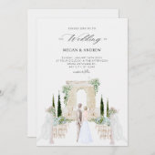 Esthetische elegante paar bruiloft tuin waterverf kaart (Voorkant / Achterkant)