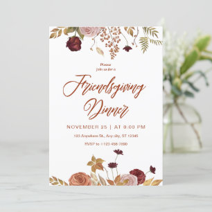 Esthetische Floral Friendsgiving diner uitnodiging