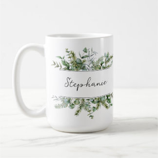 Esthetische Fresh Greenery Personaliseer Naam Mok