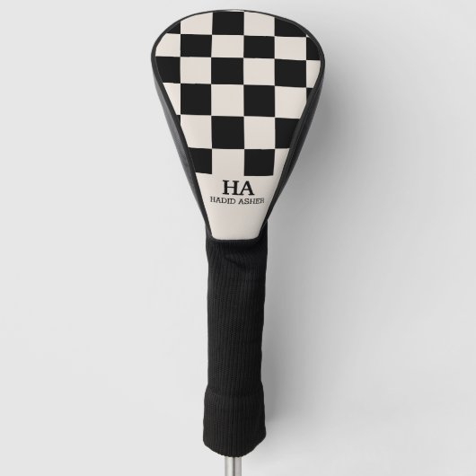Esthetische geruite retro monogram begingetters golfheadcover (Voorkant)