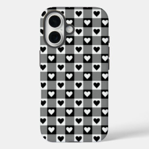Esthetische Gingham Plaid met Hartjes telefoonhoes iPhone 16 Hoesje