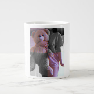 Esthetische Glitch Art Teddybeer Fotocoffiemok Extra Grote Beker