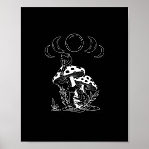 Esthetische Goblincore- en Cottagecore-paddenstoel Poster