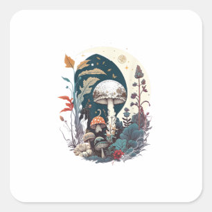 Esthetische Goblincore En Cottagecore Paddenstoel  Vierkante Sticker