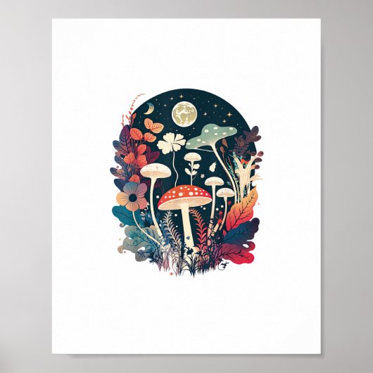 Esthetische Goblincore En Cottagecore Paddenstoele Poster (Voorkant)