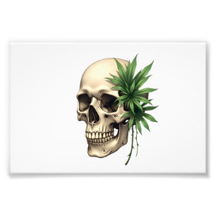Esthetische Goth Grunge Schedel Tropisch Monstera  Foto Afdruk