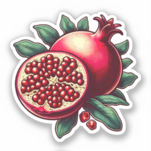 Esthetische granaatappel digitale kunstwerk sticker