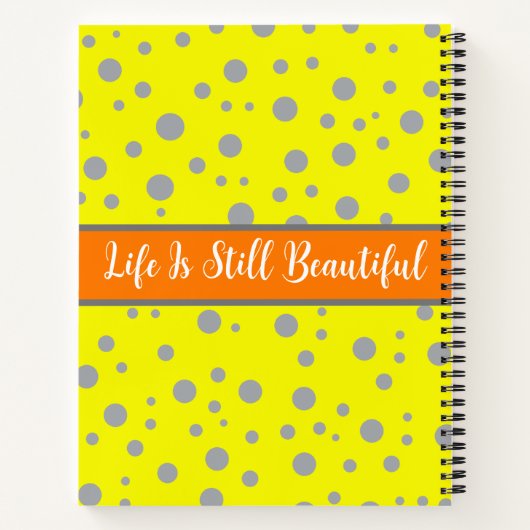 Esthetische Grijze & Gele Kleur - Naam Monogrammed Notitieboek (Achterkant)