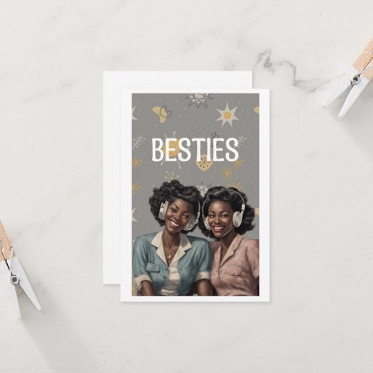 esthetische Happy Galentine's Day Bestie Kaart (Voorkant / Achterkant in situ)